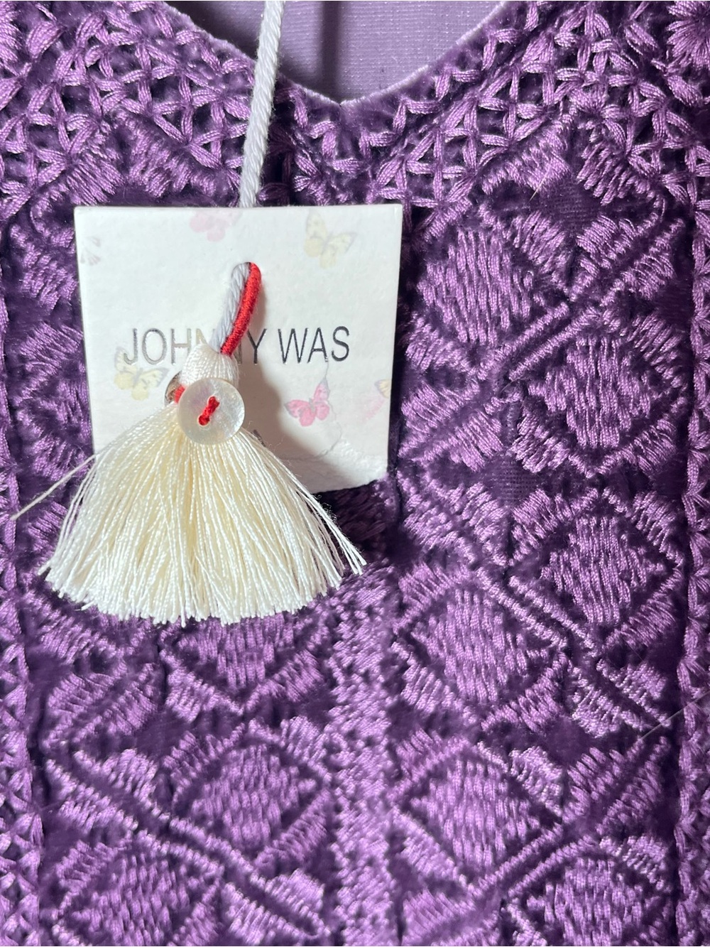 Johnny Was JWLA Velvet Embroidered Tunic Dress M Purple Silk Boho NWT - Picture 5 of 11